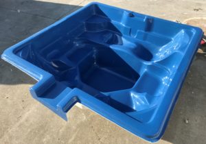 Leisure Pools Sorrento Spa Square w Spillover Sapphire Blue scaled